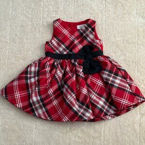 Just One You Carter’s Girl’s Red And Black Plaid Dress Black Bow ~ Newborn